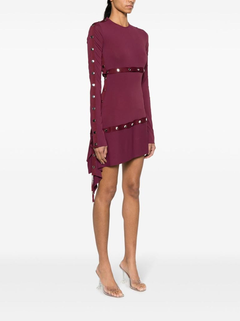 Purple Stud-embellished Mini Dress