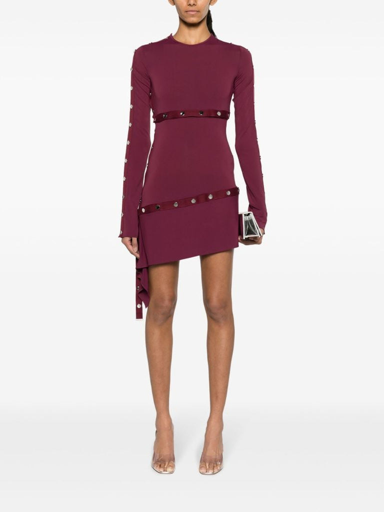 Purple Stud-embellished Mini Dress