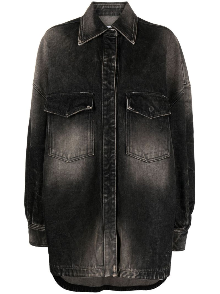 Black Tie-dye Denim Jacket