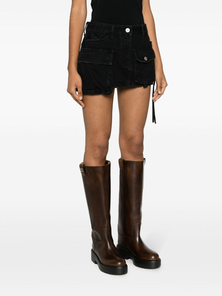 Black Fay Cargo Denim Mini Skirt