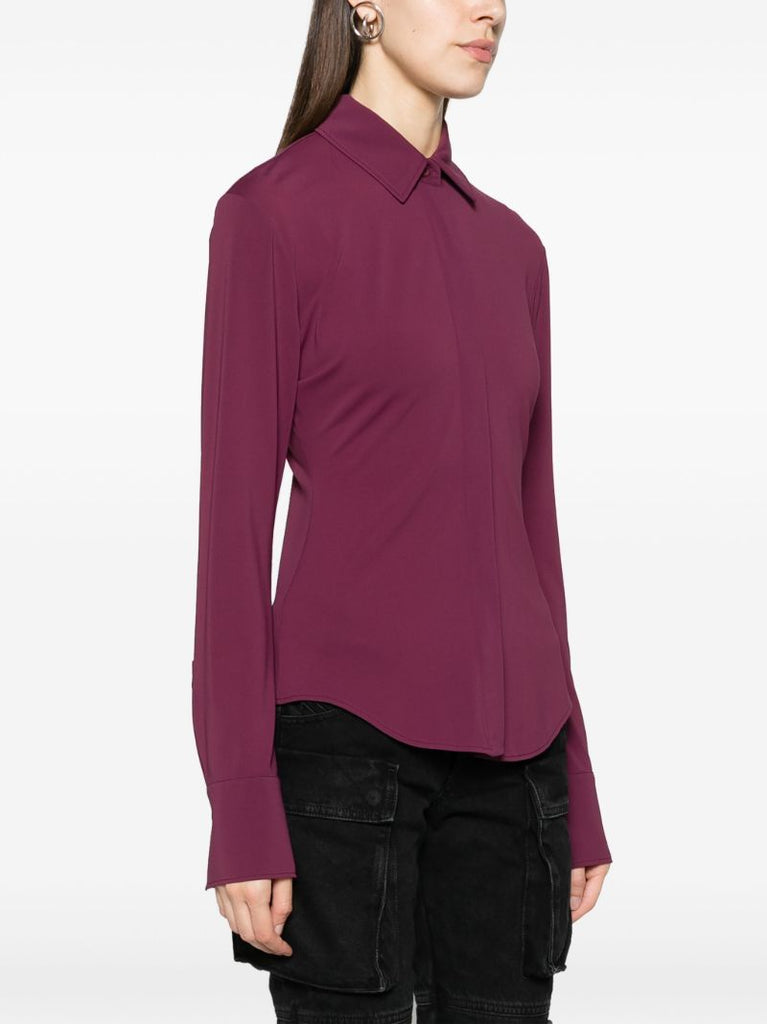 Purple Elton Concealed-placket Shirt