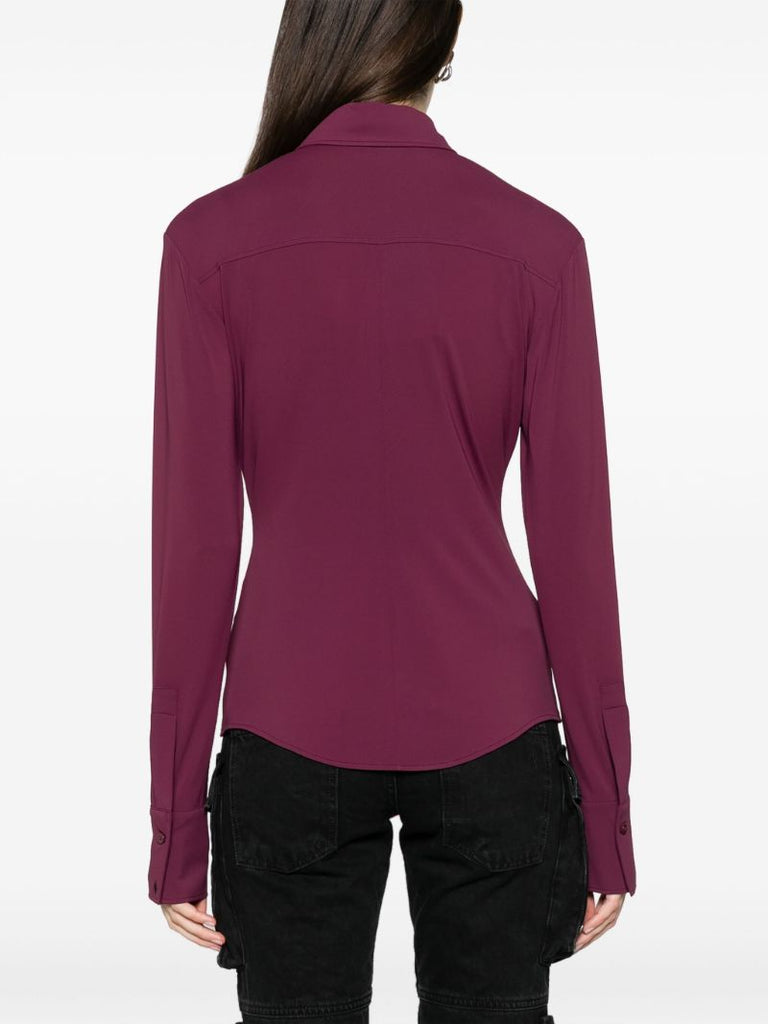 Purple Elton Concealed-placket Shirt