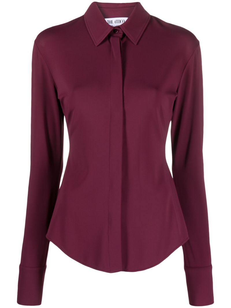 Purple Elton Concealed-placket Shirt
