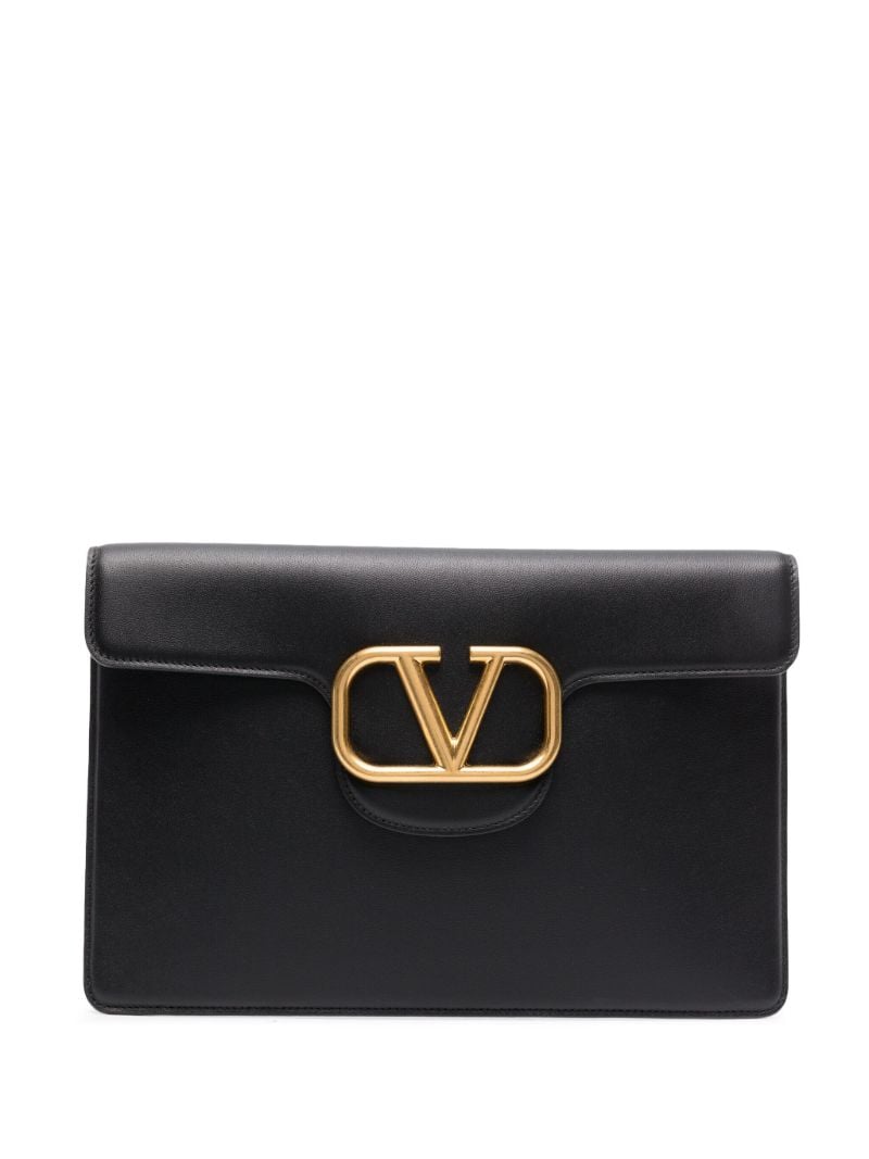 Black LocÃ_x0083_Â² Leather Clutch Bag