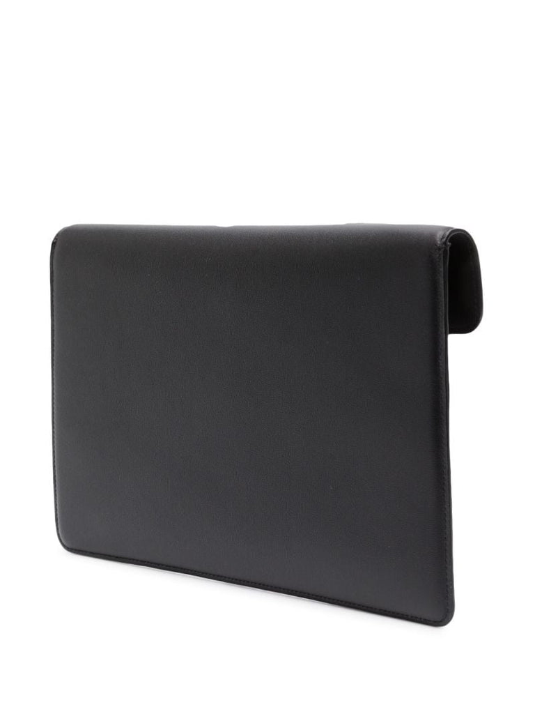 Black LocÃ_x0083_Â² Leather Clutch Bag