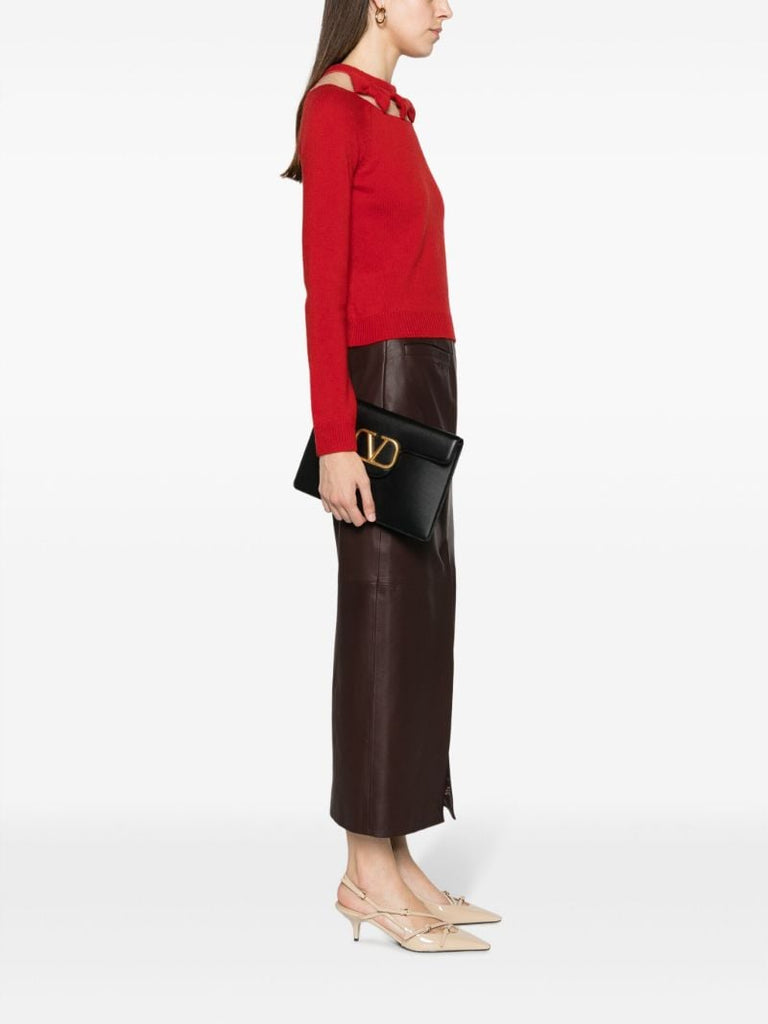 Black LocÃ_x0083_Â² Leather Clutch Bag
