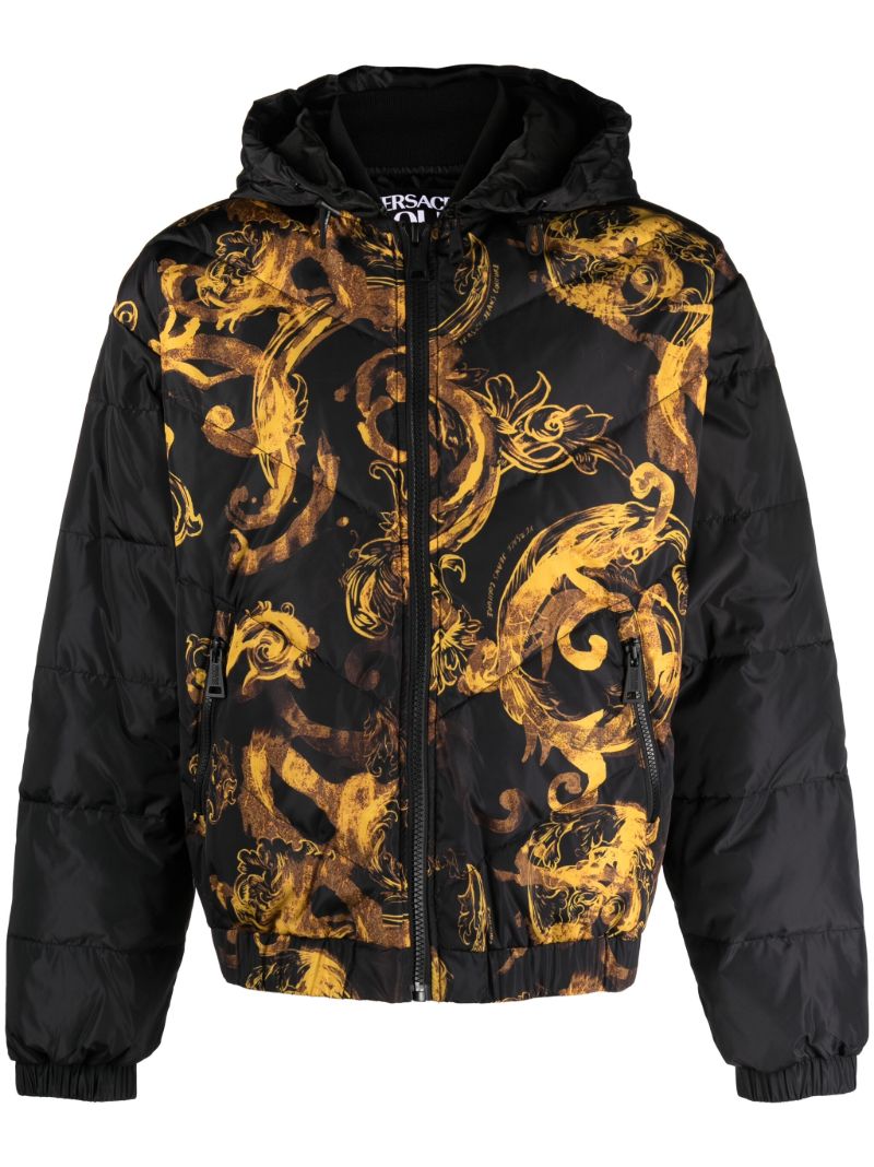 Black Watercolour Couture-print Padded Jacket