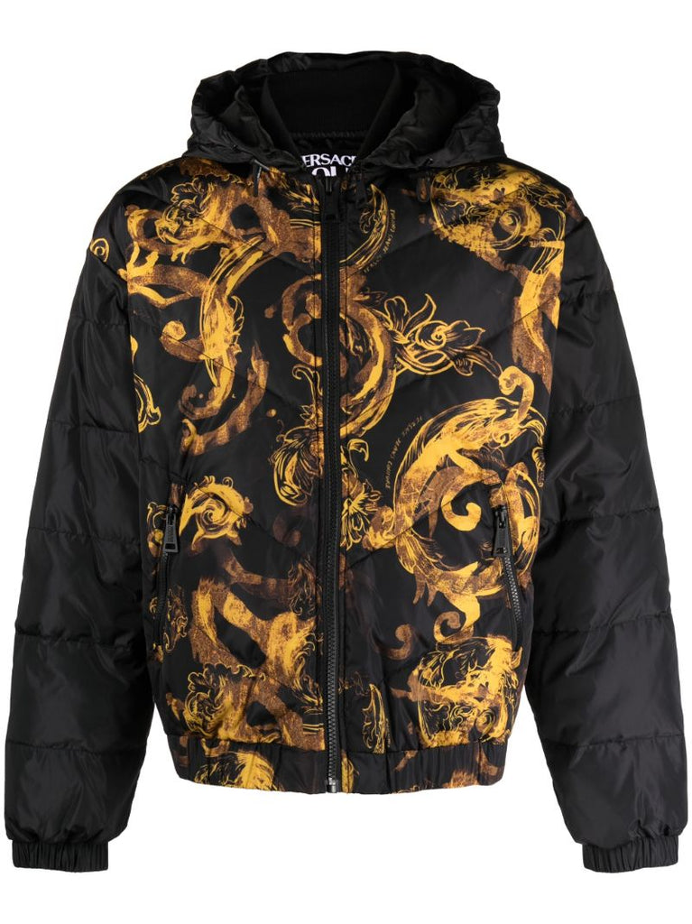 Black Watercolour Couture-print Padded Jacket