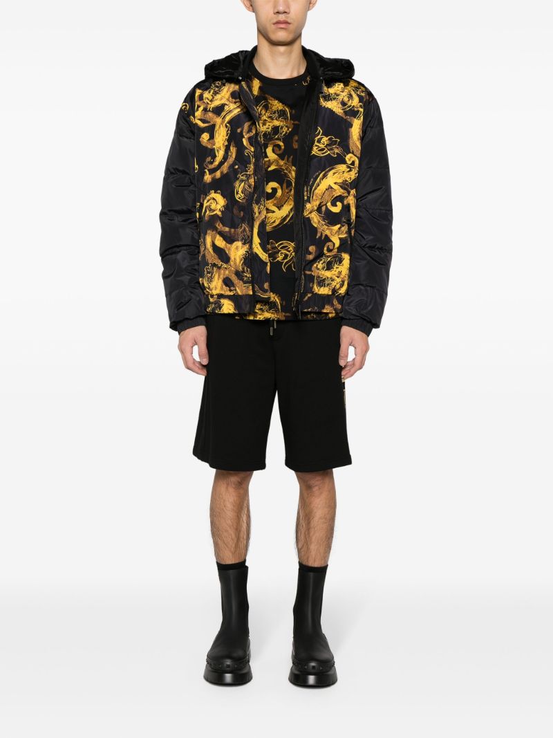 Black Watercolour Couture-print Padded Jacket