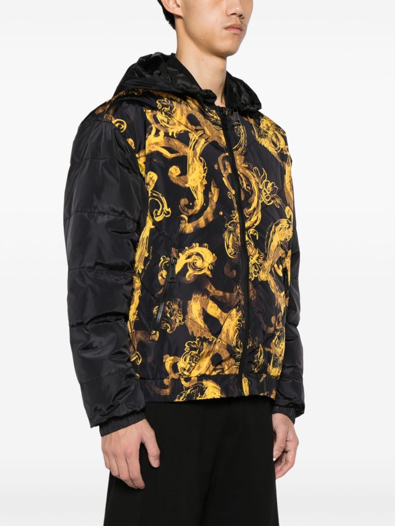Black Watercolour Couture-print Padded Jacket