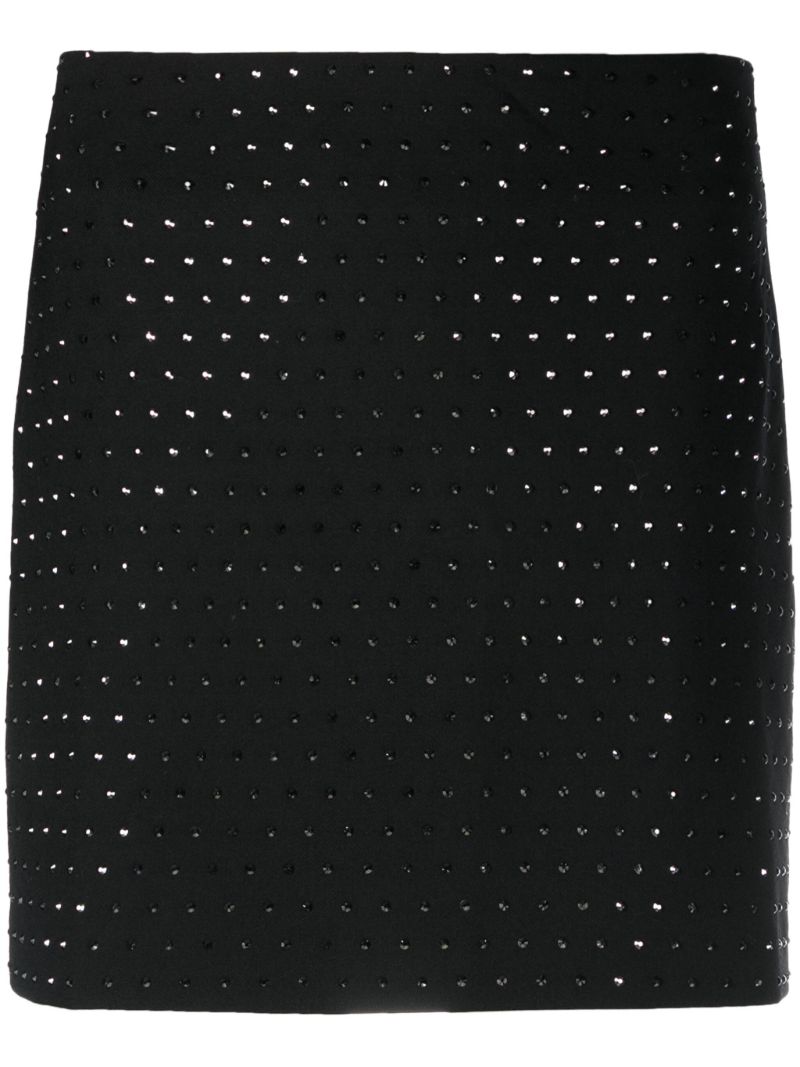 Black Rhinestone-detail Mini Skirt