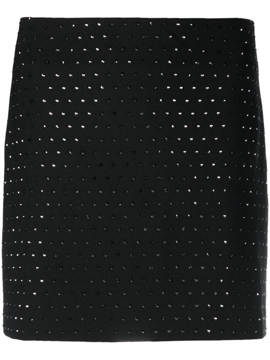 Black Rhinestone-detail Mini Skirt