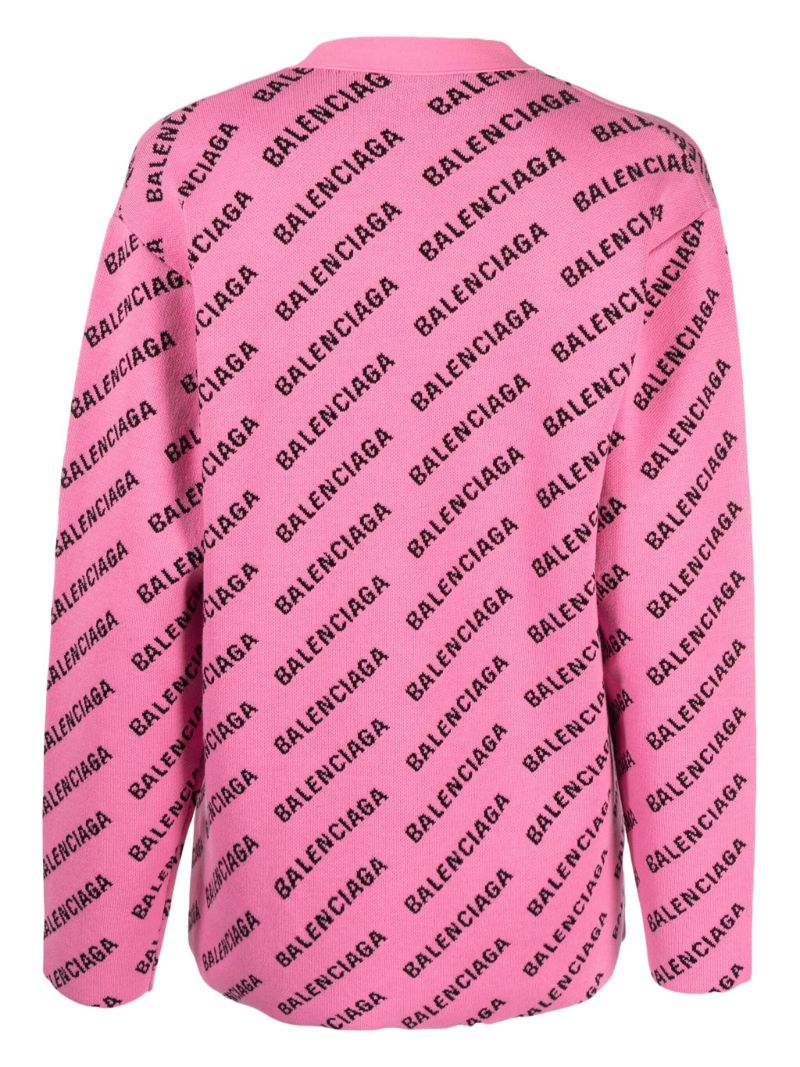 Pink Allover-logo Intarsia-knit Cardigan