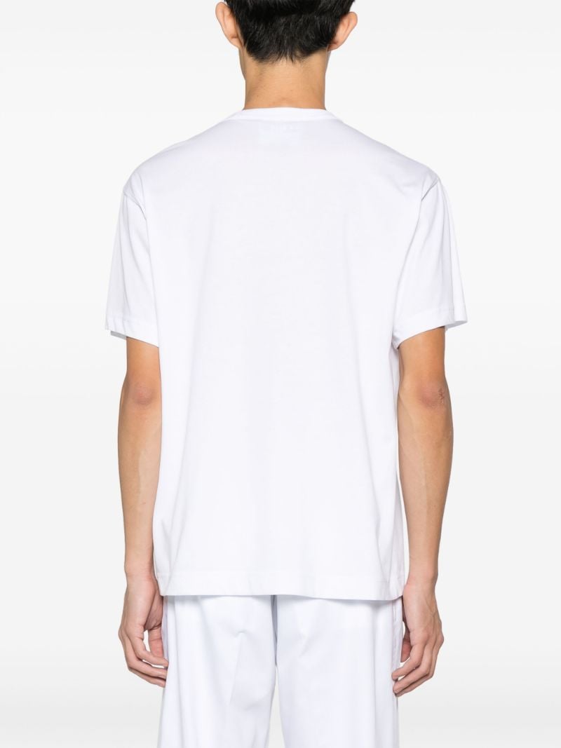 White V-emblem Logo-print T-shirt