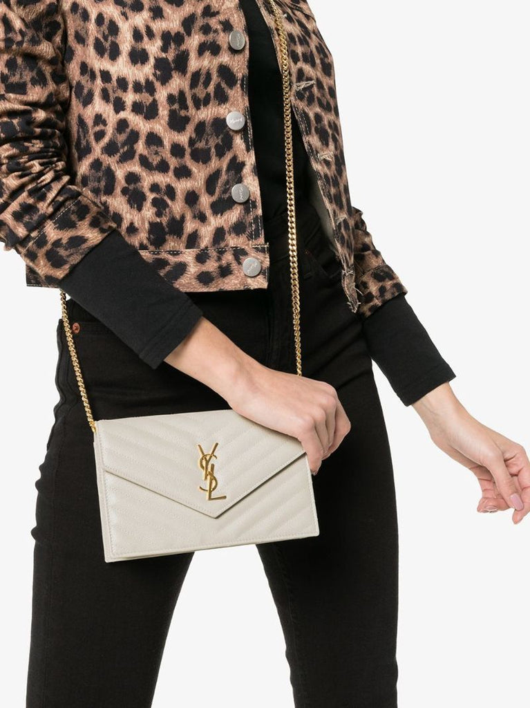 White Monogram Leather Cross Body Bag
