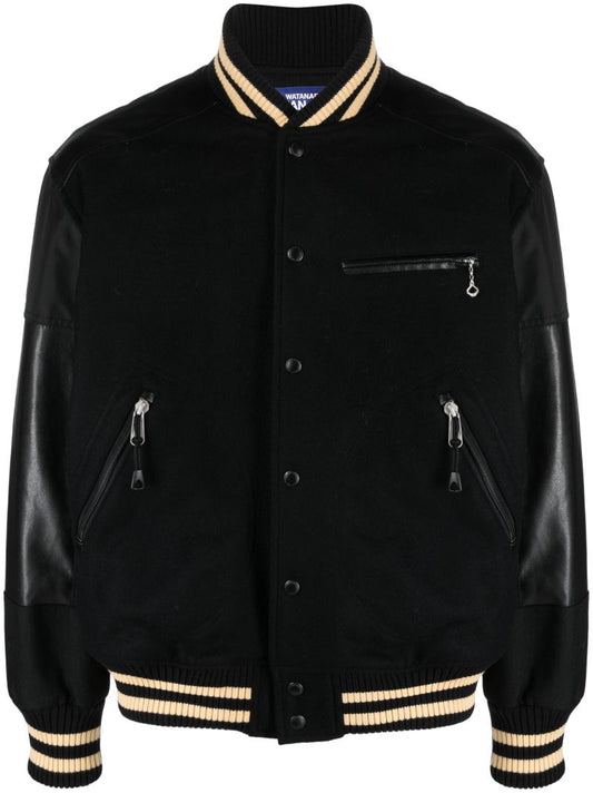 Black Panelled Bomber Jacket