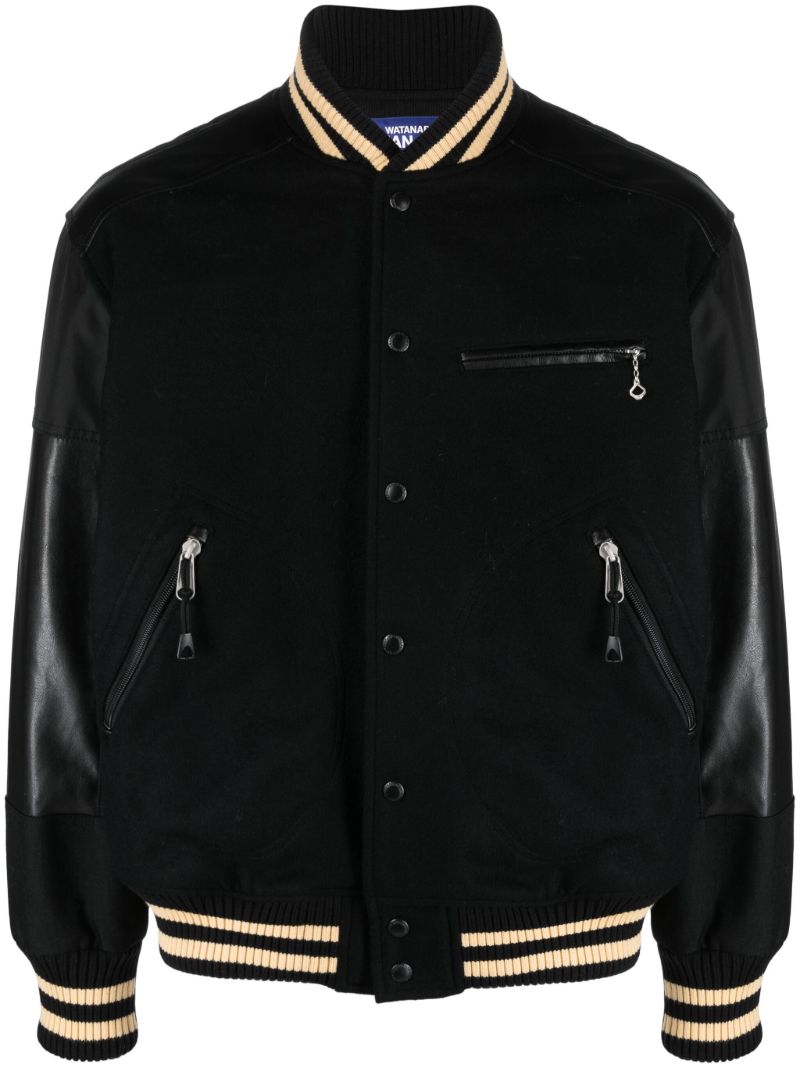 Black Panelled Bomber Jacket