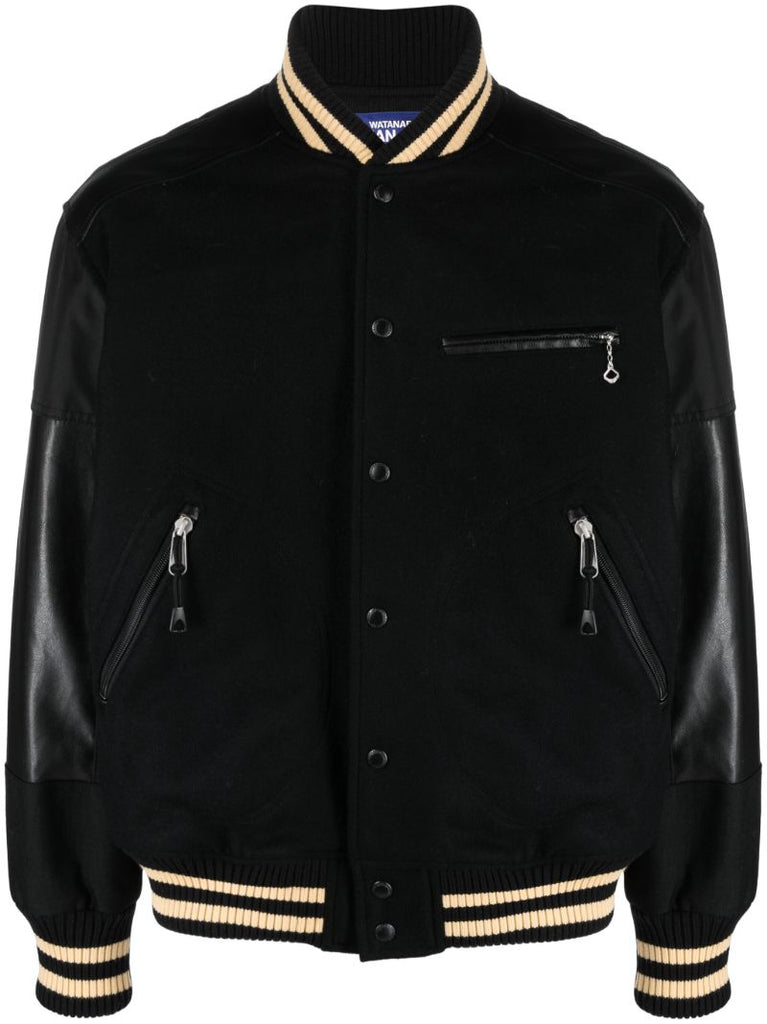 Black Panelled Bomber Jacket
