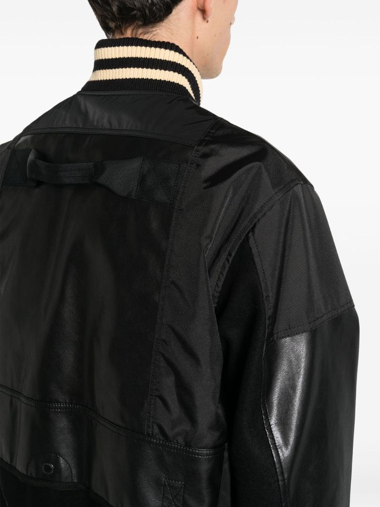 Black Panelled Bomber Jacket