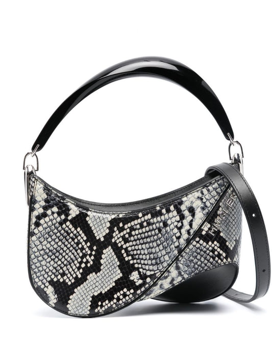 Black Snakeskin-effect Shoulder Bag