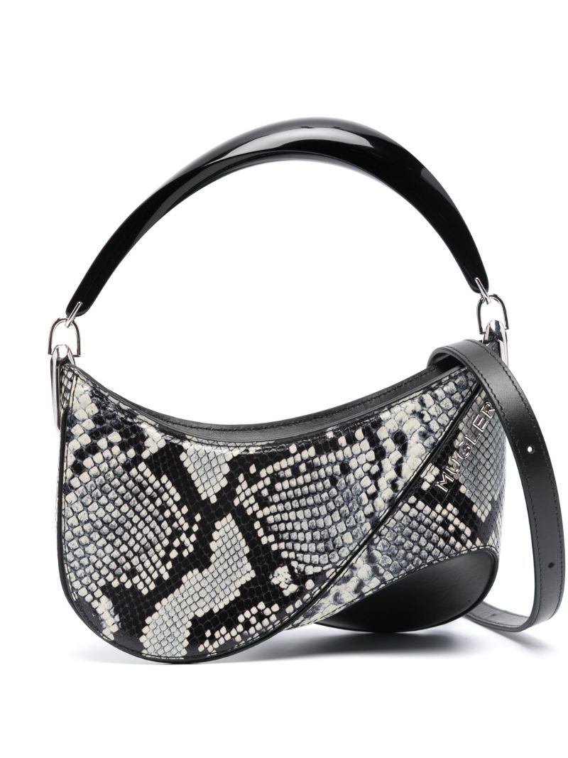 Black Snakeskin-effect Shoulder Bag