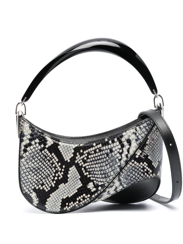 Black Snakeskin-effect Shoulder Bag