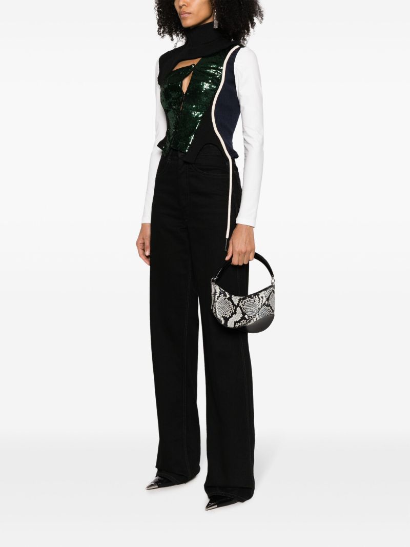 Black Snakeskin-effect Shoulder Bag
