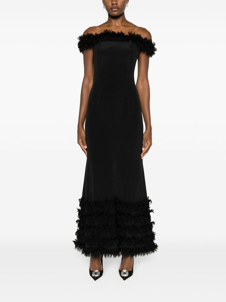 Black Bohdi AppliquÃ_x0083_Â©d Silk Gown