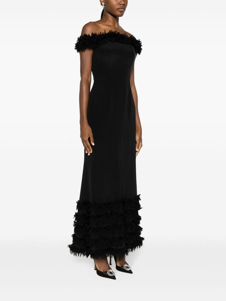 Black Bohdi AppliquÃ_x0083_Â©d Silk Gown