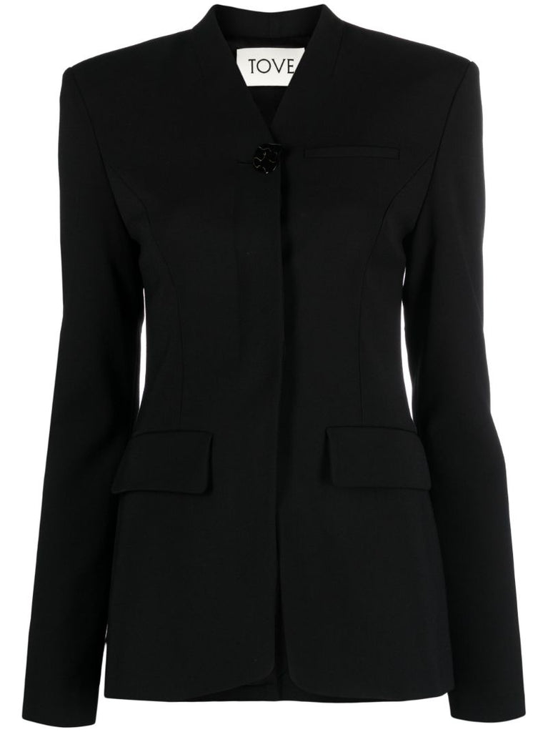 Black Selena Collarless Blazer