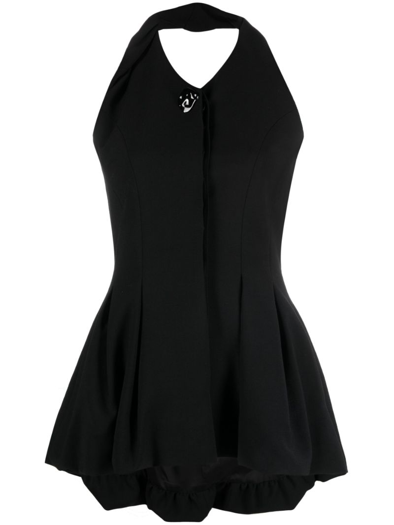 Black Mona Halterneck Peplum Top