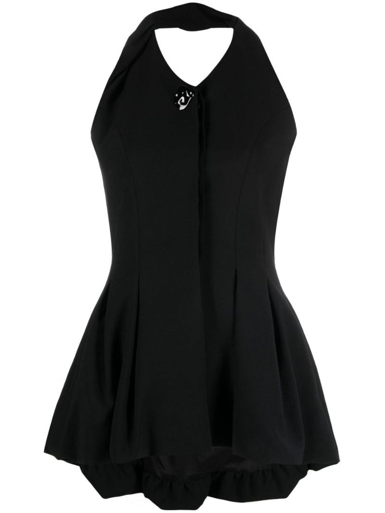 Black Mona Halterneck Peplum Top