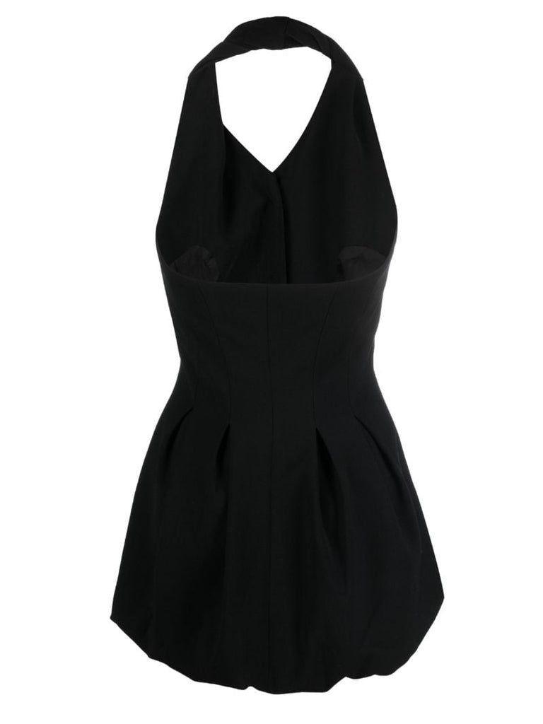 Black Mona Halterneck Peplum Top