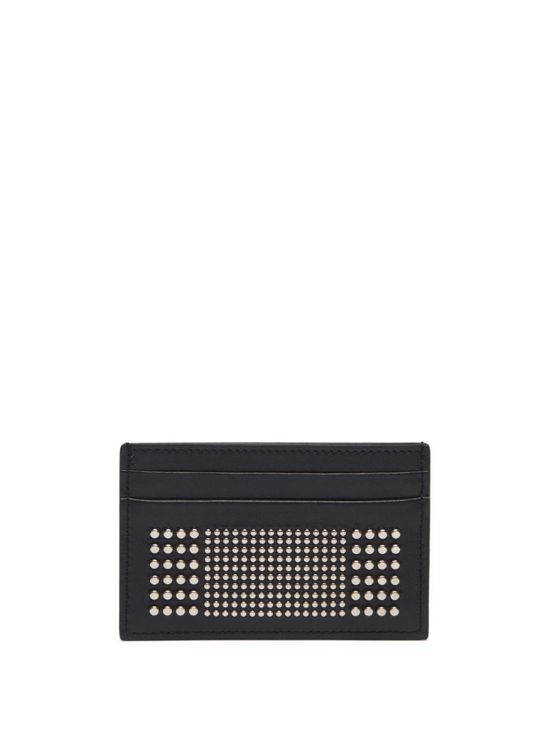 Black Studded Leather Card Holder