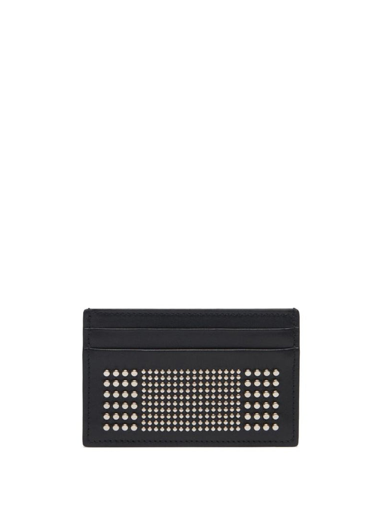 Black Studded Leather Card Holder