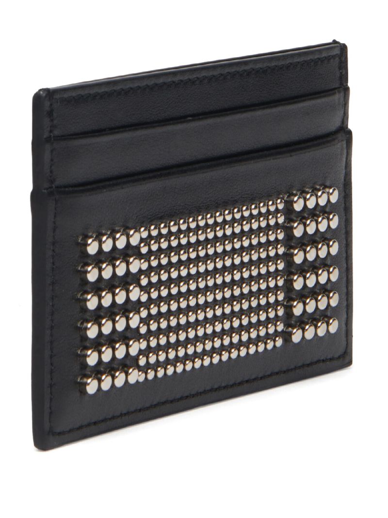 Black Studded Leather Card Holder
