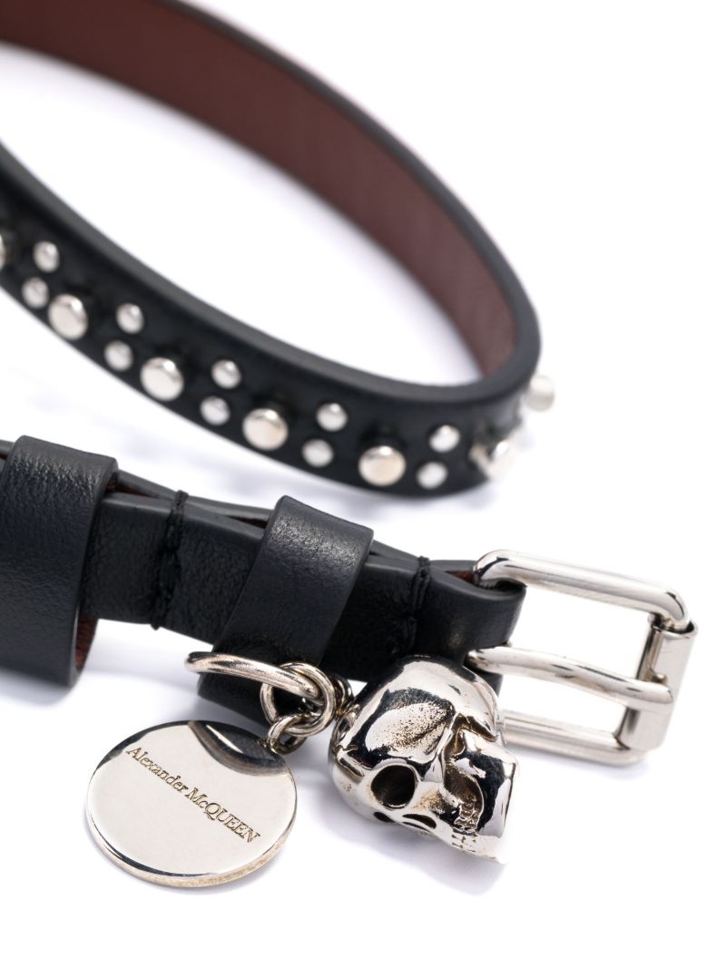 Black Skull Double-wrap Leather Bracelet