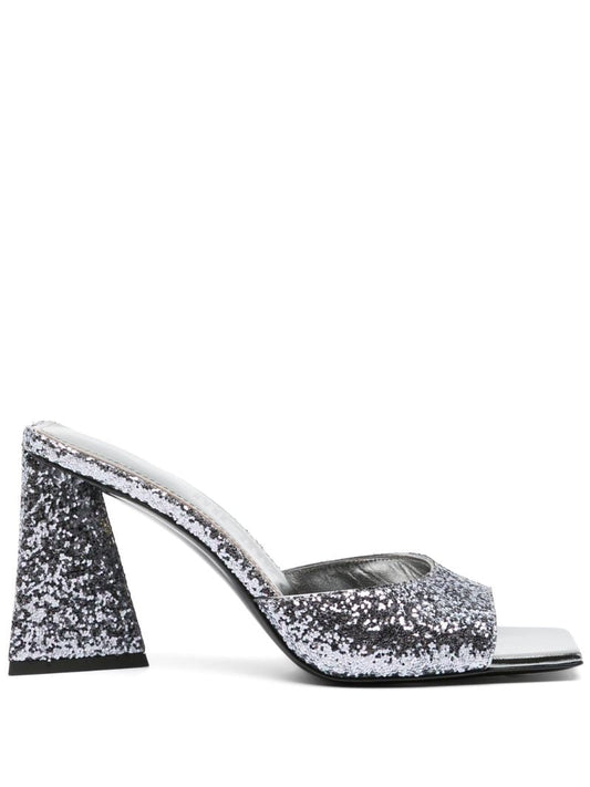 Silver-tone Mini Devon 85 Glitter Mules