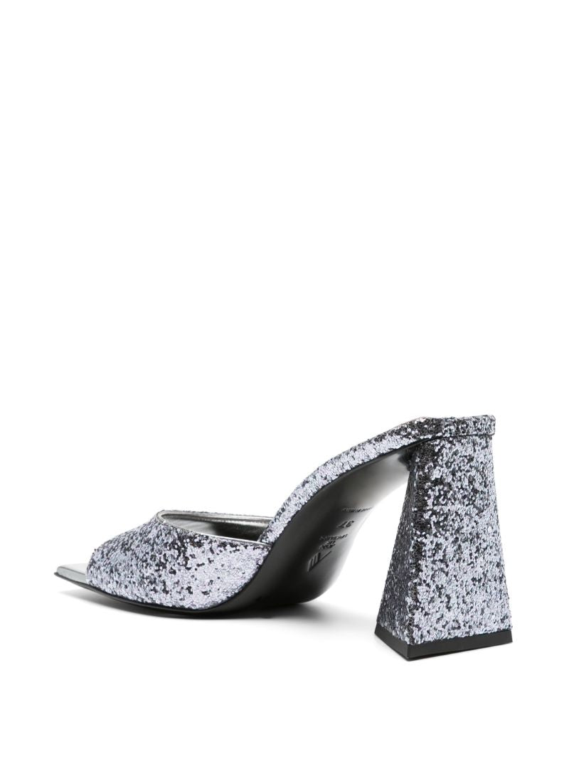 Silver-tone Mini Devon 85 Glitter Mules