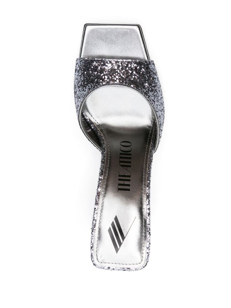 Silver-tone Mini Devon 85 Glitter Mules
