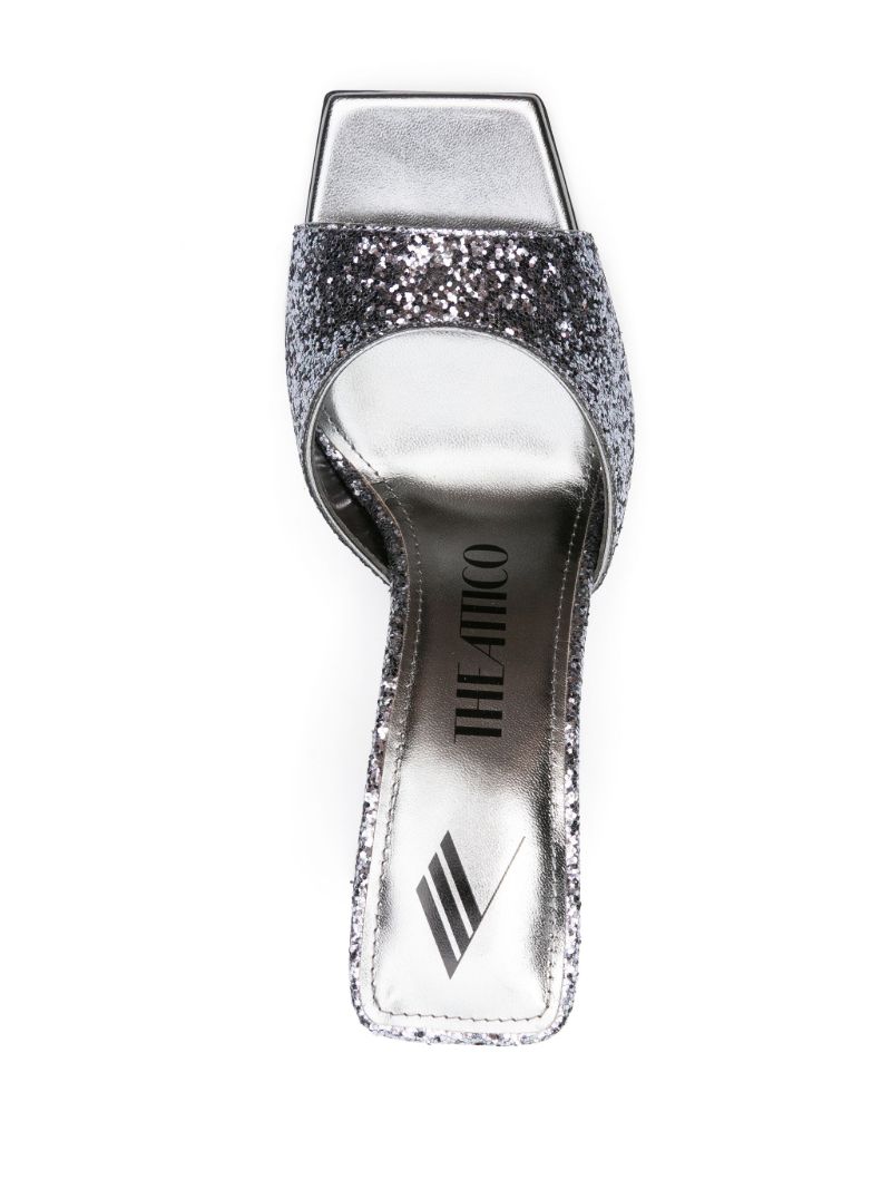 Silver-tone Mini Devon 85 Glitter Mules