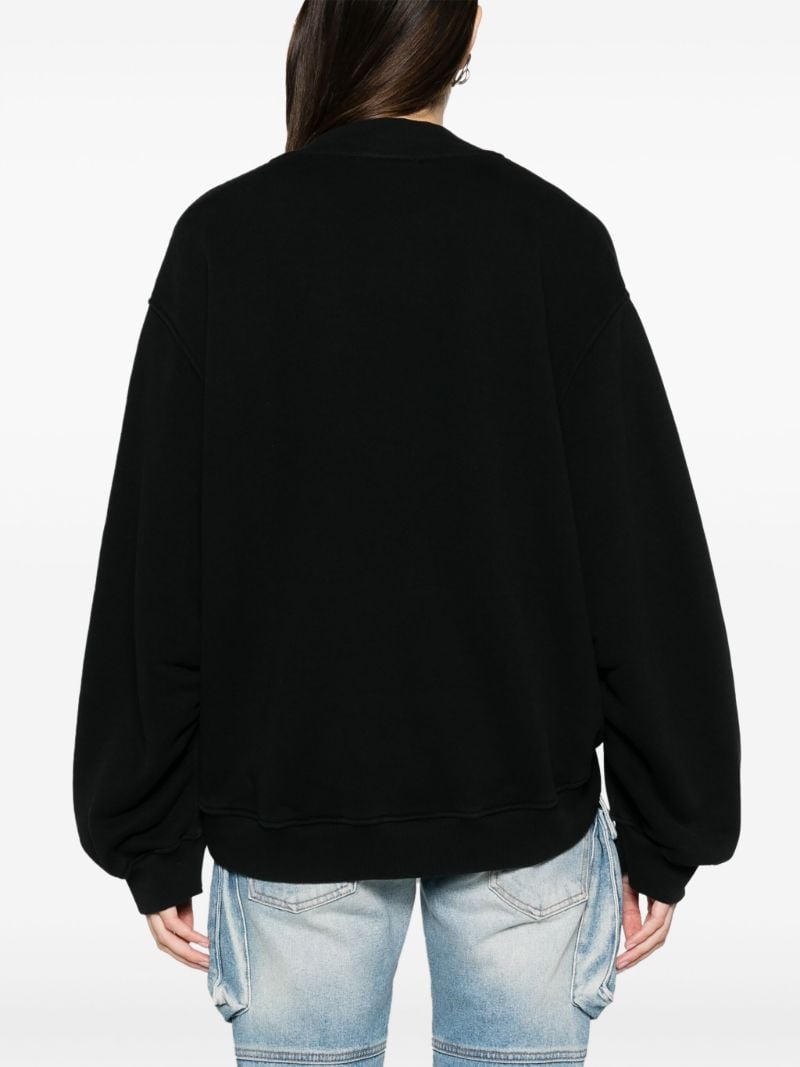 Black V-neck Cotton Sweatshirt