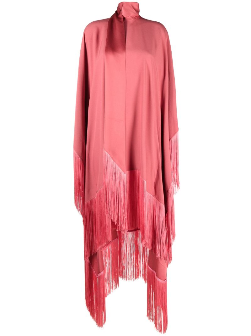 Pink Fringed-trim Asymmetric Dress