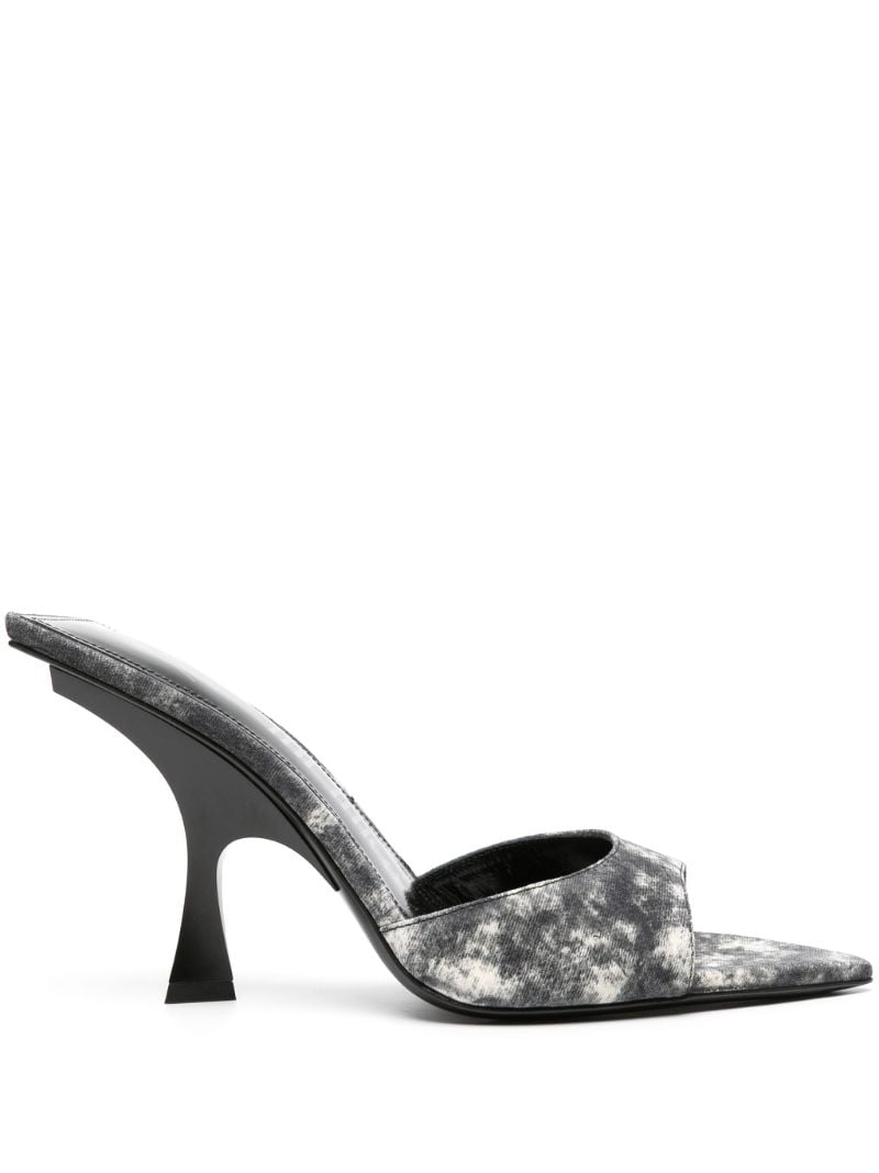Grey 100 Bleached Denim Mules