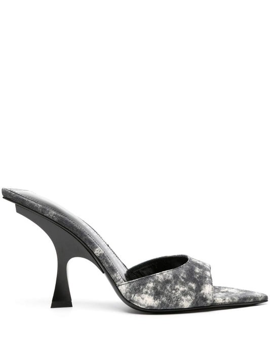 Grey 100 Bleached Denim Mules