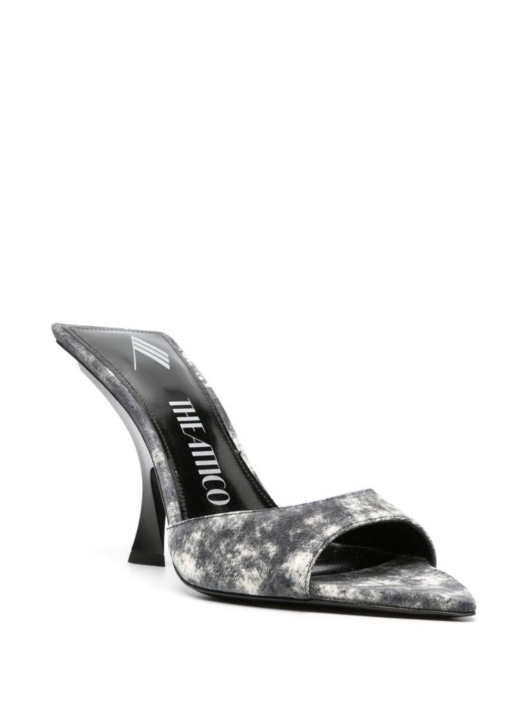 Grey 100 Bleached Denim Mules