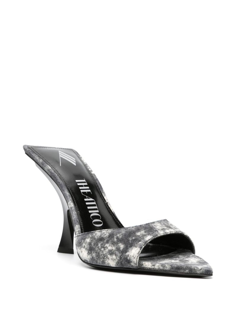 Grey 100 Bleached Denim Mules