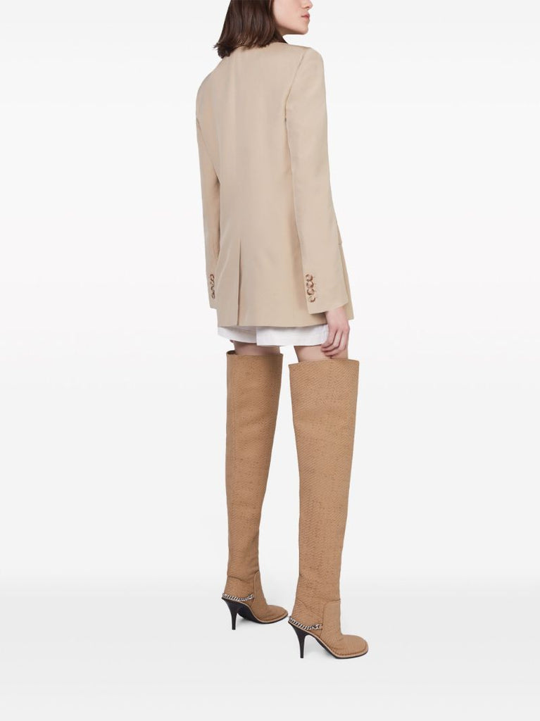 Neutral Double-breasted Blazer