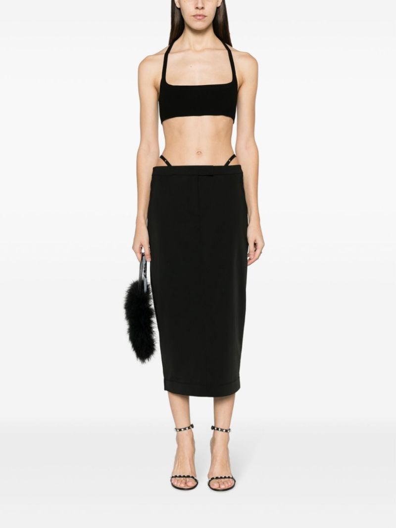 Black Thong-strap Midi Skirt