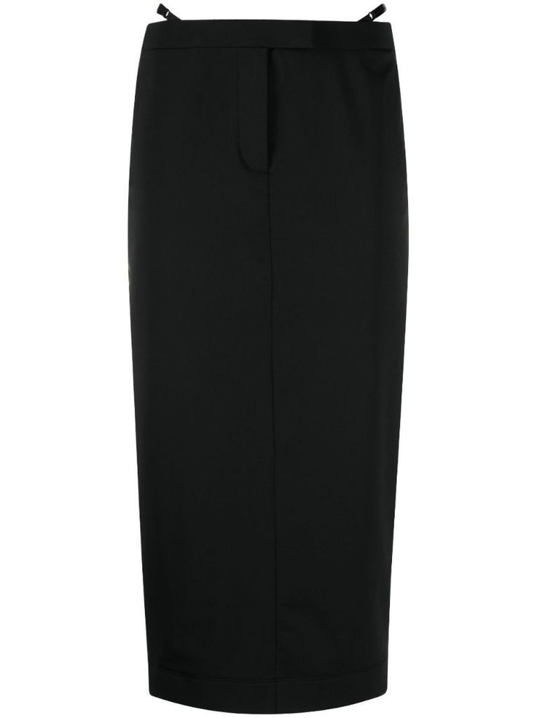 Black Thong-strap Midi Skirt